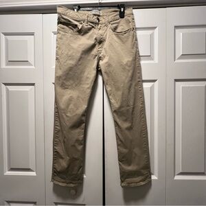 Wrangler Pants Mens 34x30 Khaki Tan Beige Flex Straight Fit Flat Front 5 Pocket